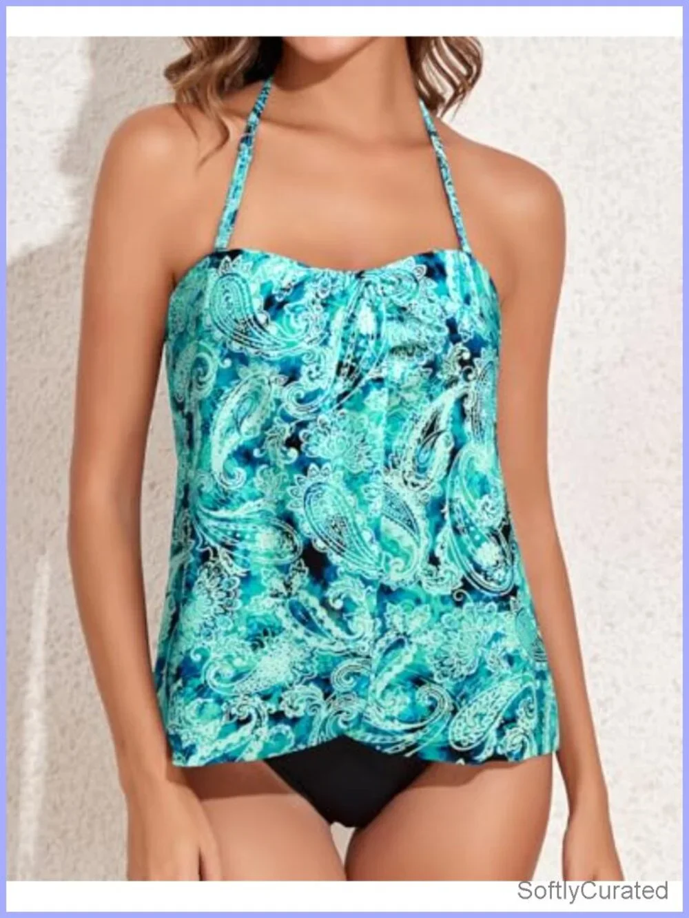 Two Piece Tankini Swimsuit with Tummy Control Flyaway Top